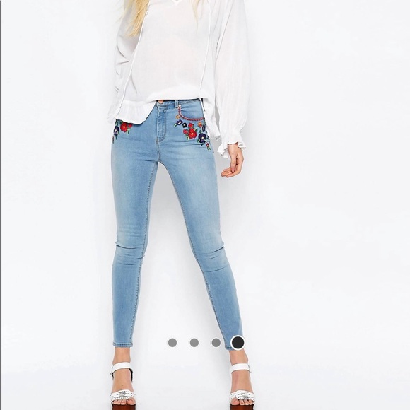 ASOS Tall Ridley High Waist Embroidered Jeans - Picture 5 of 11